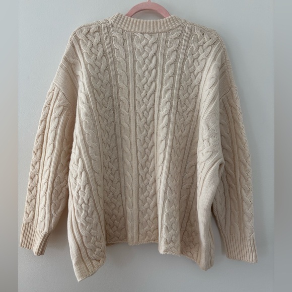 Demylee New York 100% Wool Cable Knit Cream Cable Knit Sweater Medium - Picture 6 of 8